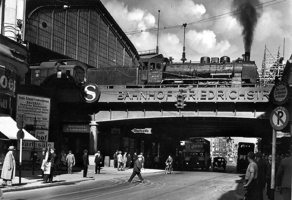 1931. Berlin train station running on smoke.